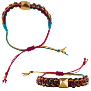 Valentino Color Signs Single Stud Cord Bracelet, Women's Size Adjustable - Multi